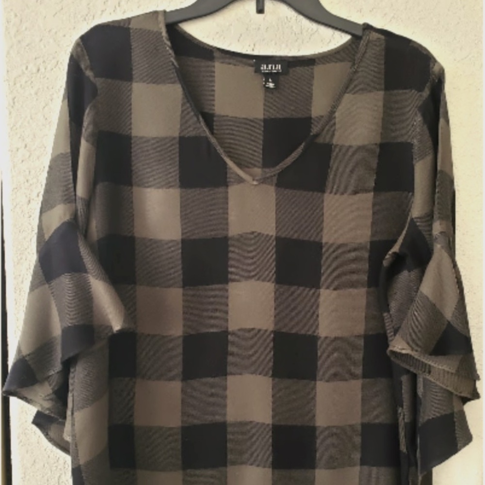 a.n.a. Olive Green Buffalo Plaid top
